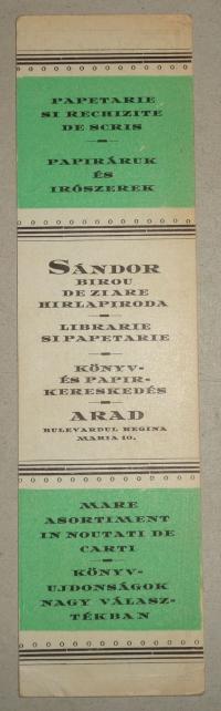 Könyvjelző: Sándor Hírlapiroda