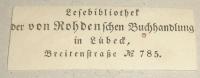 Lesen Bibliothek der von Rohdenschen Buchhandlung in Lübeck