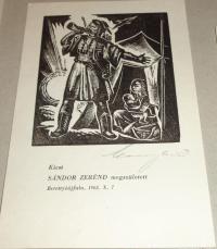 Menyhárt József (1901-1976): Kicsi Sándor Zerénd megszületett. Berettyóújfalu, 1965. X. 7